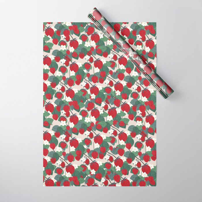 Strawberries and leaves Wrapping Paper Gallery Image 1