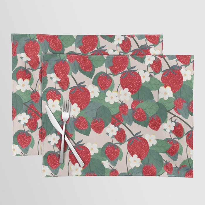 Strawberries and leaves Placemat Gallery Image 1
