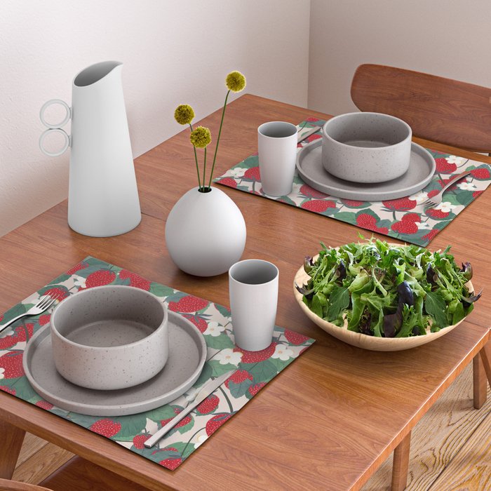 Strawberries and leaves Placemat Gallery Image 2