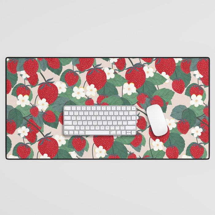 Strawberries and leaves Desk Mat Gallery Image 1