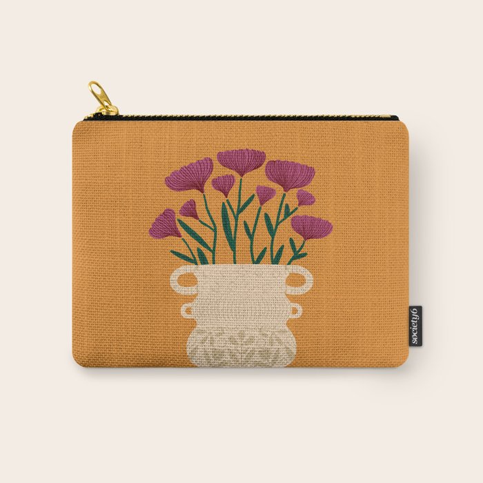 Ivory Vintage Flower Vase on Marigold Carry All Pouch Gallery Image 1