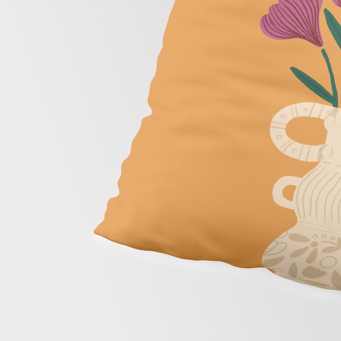 Ivory Vintage Flower Vase on Marigold Pillow Sham Gallery Image 4