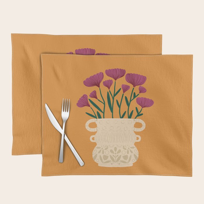 Ivory Vintage Flower Vase on Marigold Placemat Gallery Image 1