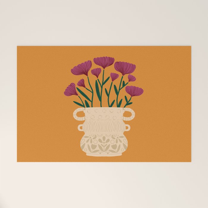 Ivory Vintage Flower Vase on Marigold Welcome Mat Gallery Image 1