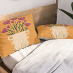 Ivory Vintage Flower Vase on Marigold Pillow Sham Gallery Image 2
