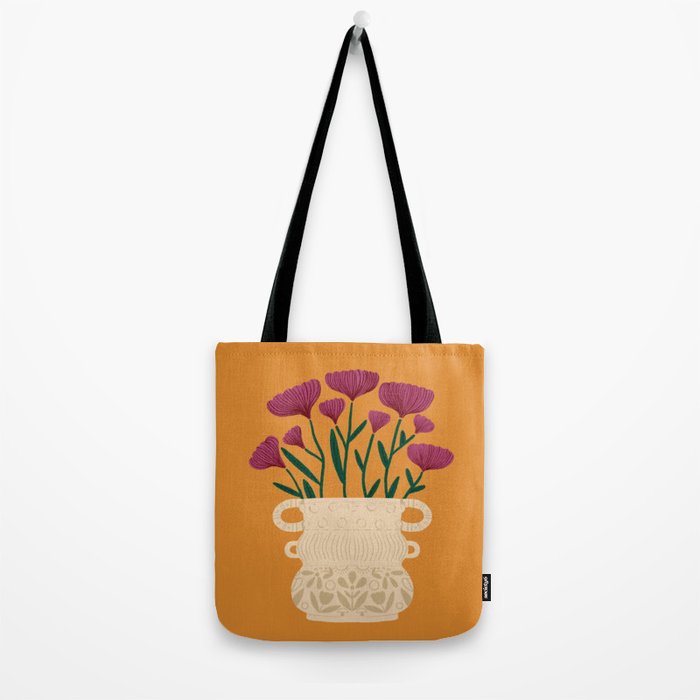 Ivory Vintage Flower Vase on Marigold Tote Bag Gallery Image 2