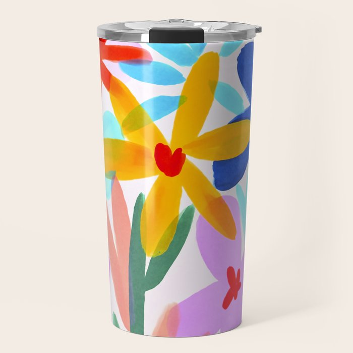 Playful Petals Mid Century Bold Groovy Flower Garden  Travel Mug Gallery Image 1