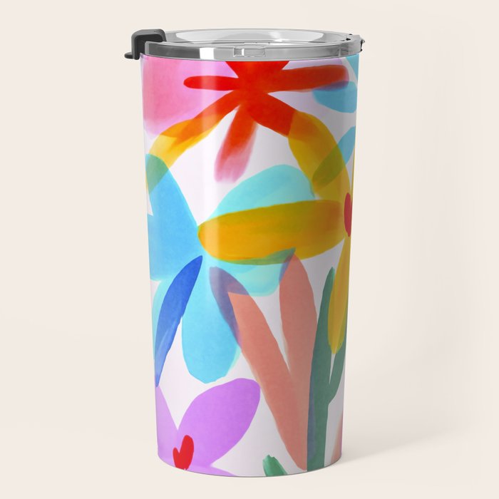 Playful Petals Mid Century Bold Groovy Flower Garden  Travel Mug Gallery Image 3