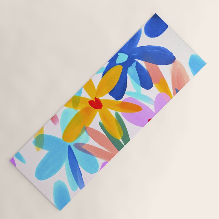 Playful Petals Mid Century Bold Groovy Flower Garden  Yoga Mat Gallery Image 1
