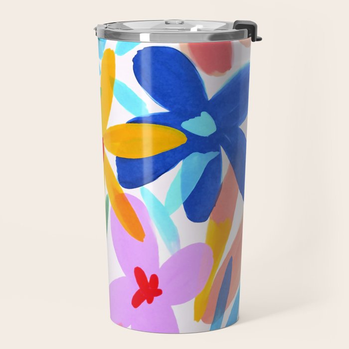 Playful Petals Mid Century Bold Groovy Flower Garden  Travel Mug Gallery Image 2
