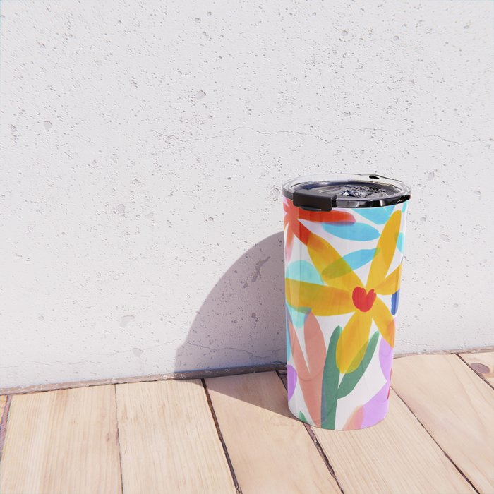 Playful Petals Mid Century Bold Groovy Flower Garden  Travel Mug Gallery Image 4