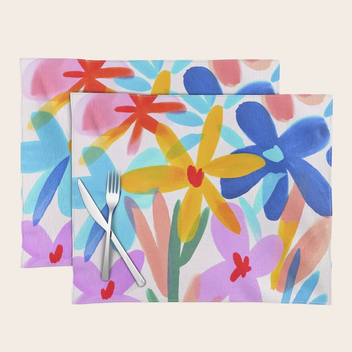 Playful Petals Mid Century Bold Groovy Flower Garden  Placemat Gallery Image 1