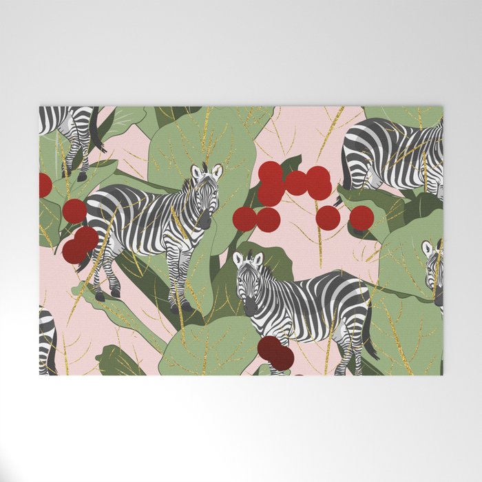 Zebra Harem #society6 #decor #buyart Welcome Mat Gallery Image 1