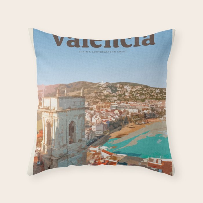 Visit Valencia Throw Pillow Gallery Image 1