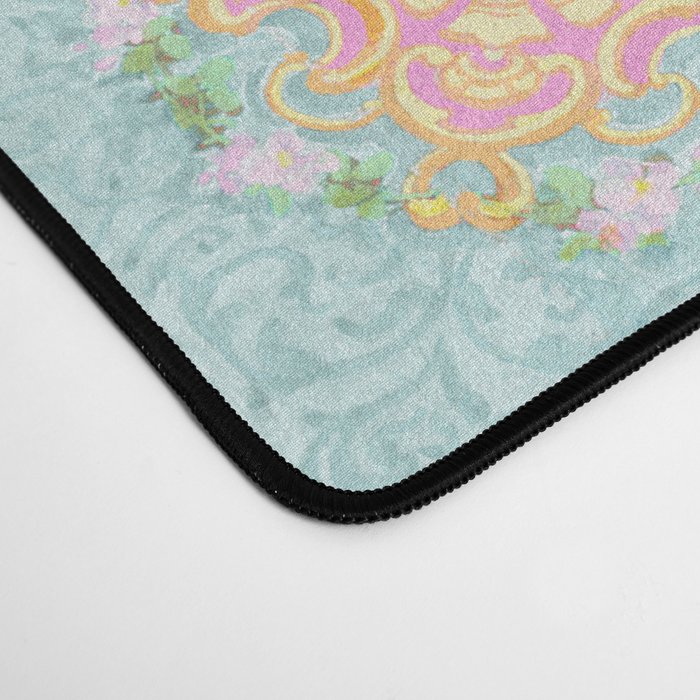  French Rococo Floral Watercolor Panel Desk Mat Gallery Image 4