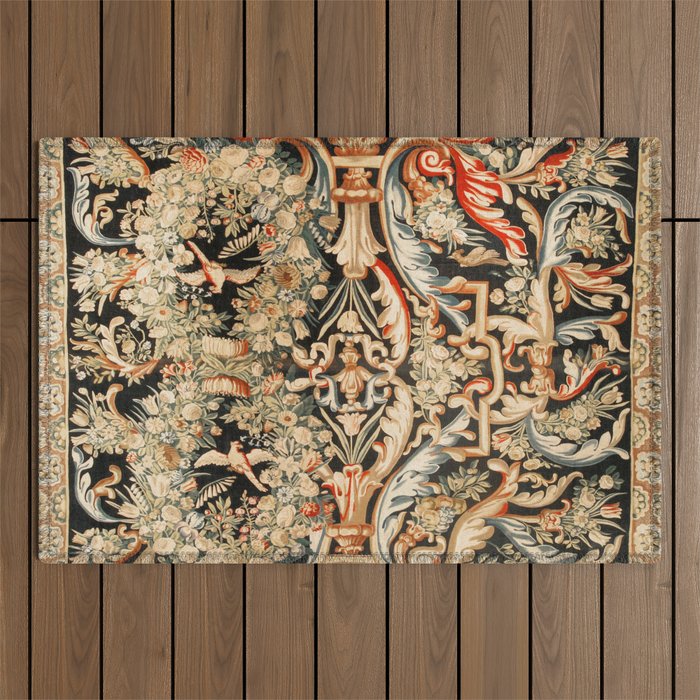 Antique French Gobelins Aubusson Tapestry Print Outdoor Rug Gallery Image 1
