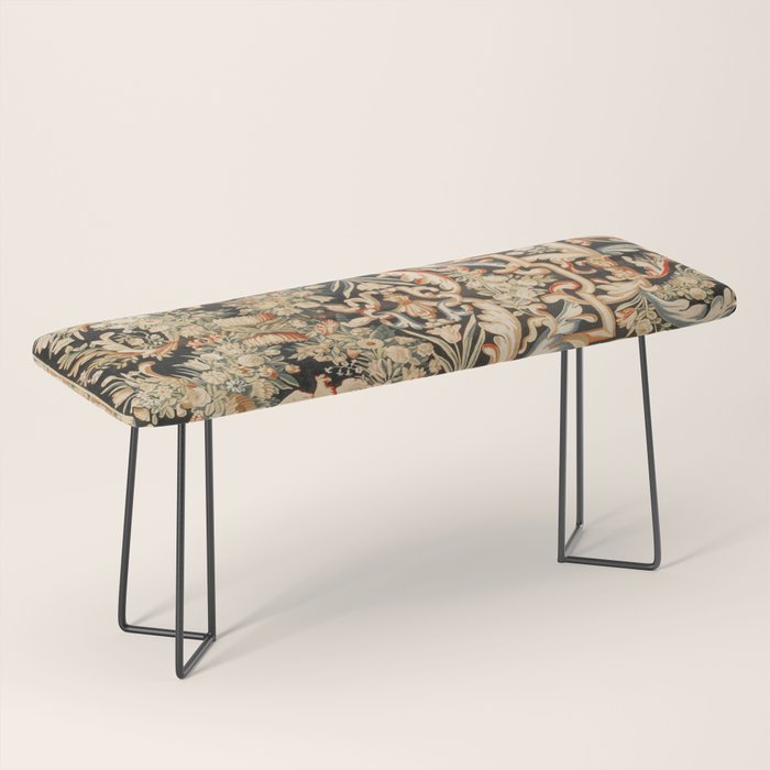 Antique French Gobelins Aubusson Tapestry Print Bench Gallery Image 1