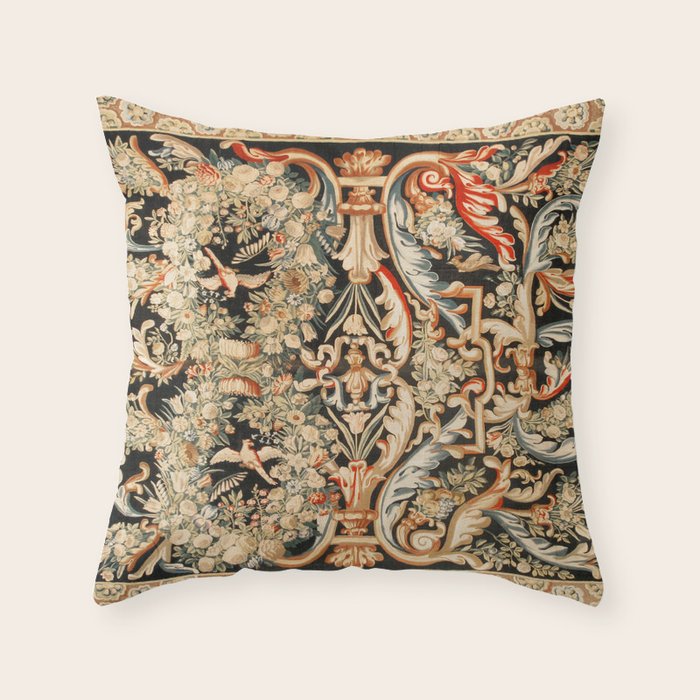 Antique French Gobelins Aubusson Tapestry Print Throw Pillow Gallery Image 6