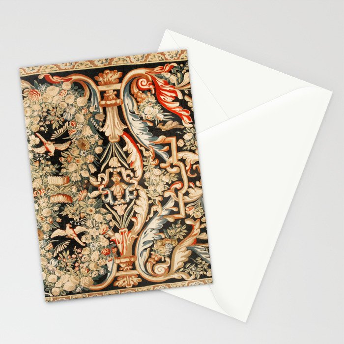 Antique French Gobelins Aubusson Tapestry Print Stationery Card Gallery Image 2