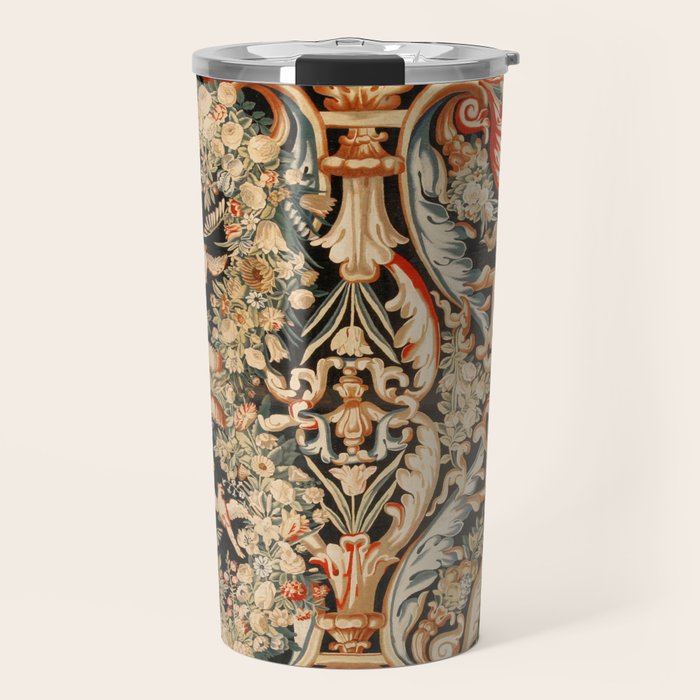 Antique French Gobelins Aubusson Tapestry Print Travel Mug Gallery Image 1