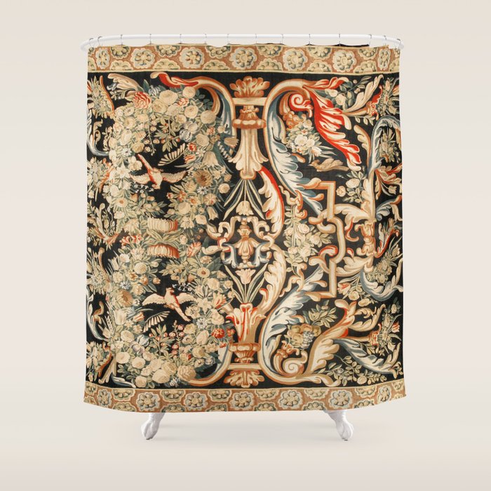 Antique French Gobelins Aubusson Tapestry Print Shower Curtain Gallery Image 1