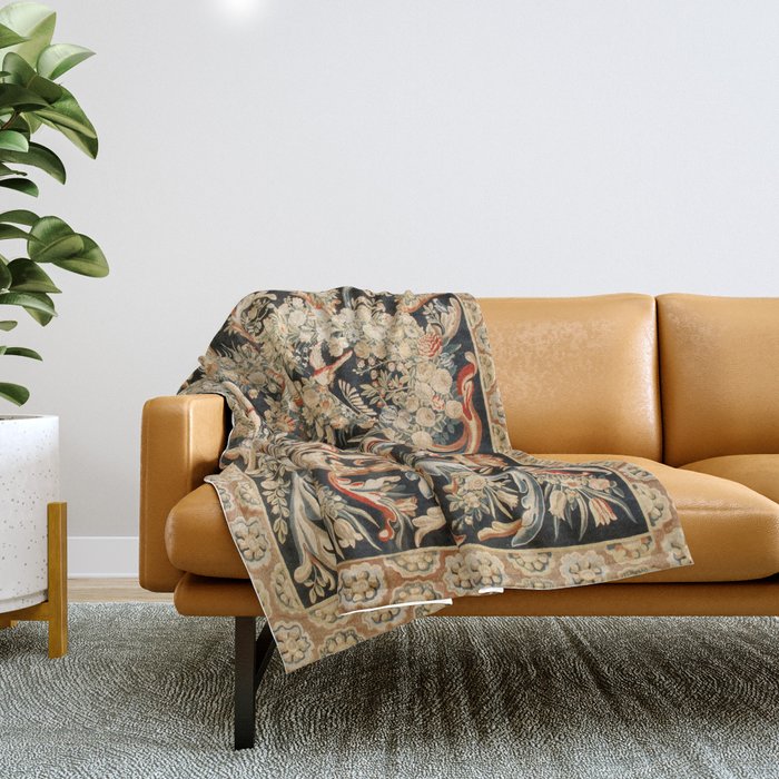 Antique French Gobelins Aubusson Tapestry Print Throw Blanket Gallery Image 1