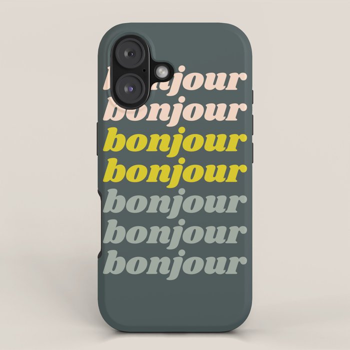 Bonjour in Pretty Pastels iPhone Case Gallery Image 1