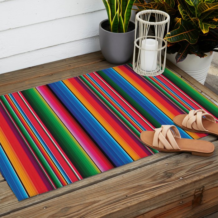 Serape Saltillo Red Outdoor Rug Gallery Image 2