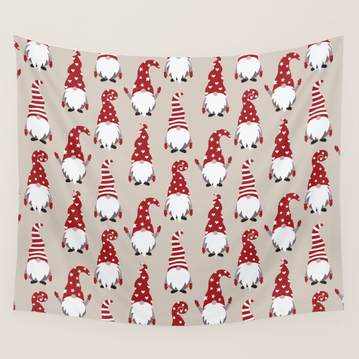 Christmas Gnomes Polka Pattern Wall Tapestry Gallery Image 4