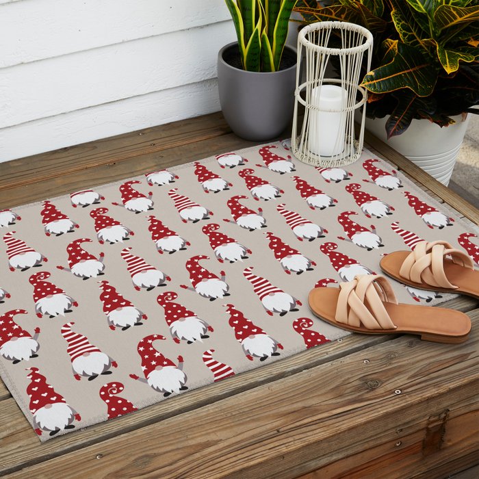 Christmas Gnomes Polka Pattern Outdoor Rug Gallery Image 2