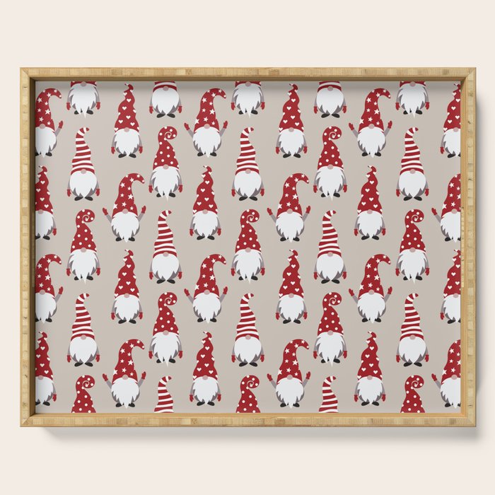 Christmas Gnomes Polka Pattern Serving Tray Gallery Image 1