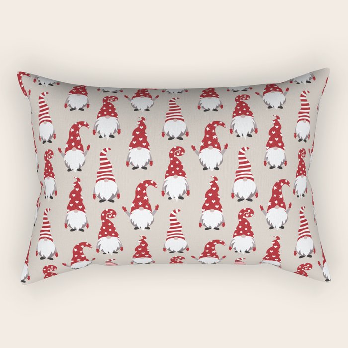 Christmas Gnomes Polka Pattern Rectangular Pillow Gallery Image 2