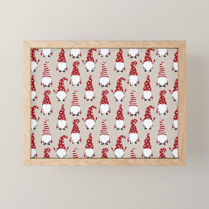 Christmas Gnomes Polka Pattern Mini Art Print Gallery Image 1