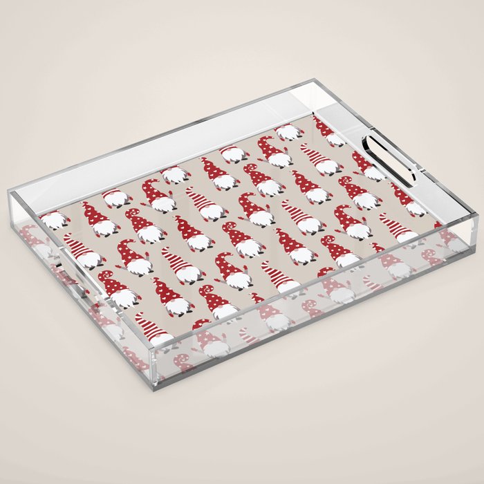 Christmas Gnomes Polka Pattern Acrylic Tray Gallery Image 1