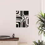 Palm Springs - Midcentury Modern Abstract Pattern in Black and Almond Cream  Poster Gallery Image 2