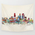 Minneapolis Minnesota skyline Wall Tapestry Gallery Image 4