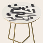 Mid Century Modern Minimalist Abstract Art Brush Strokes Black & White Ink Art Pipe Maze Side Table Gallery Image 2