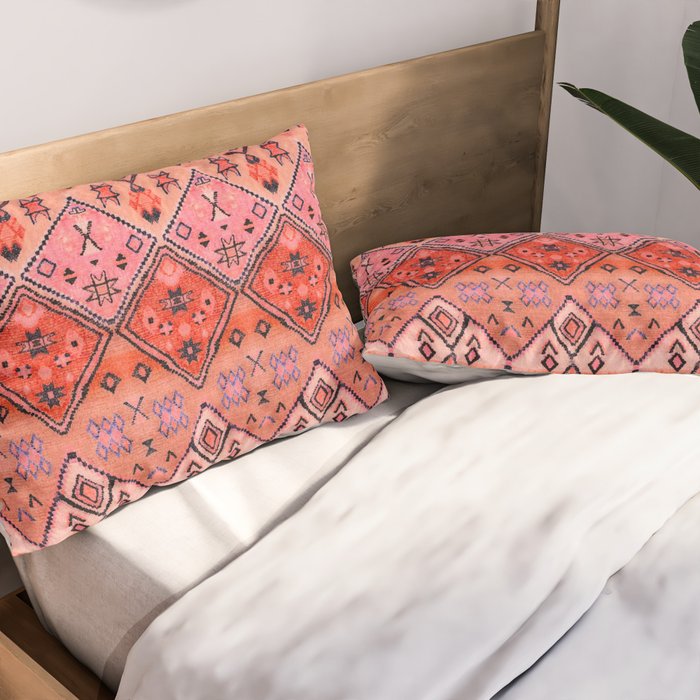 Bohemian Berber Orange Handmade Moroccan Fabric Texture Pillow Sham Gallery Image 2