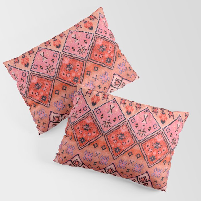 Bohemian Berber Orange Handmade Moroccan Fabric Texture Pillow Sham Gallery Image 3