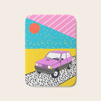 Amped - throwback 80s memphis vintage cars sunset socal california beach life Bath Mat Gallery Image 1