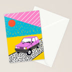 Amped - throwback 80s memphis vintage cars sunset socal california beach life Stationery Card Gallery Image 2