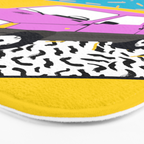 Amped - throwback 80s memphis vintage cars sunset socal california beach life Bath Mat Gallery Image 3