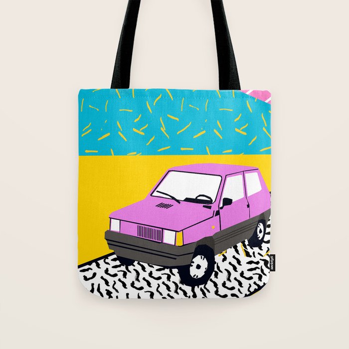 Amped - throwback 80s memphis vintage cars sunset socal california beach life Tote Bag Gallery Image 1