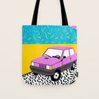 Amped - throwback 80s memphis vintage cars sunset socal california beach life Tote Bag Gallery Image 1