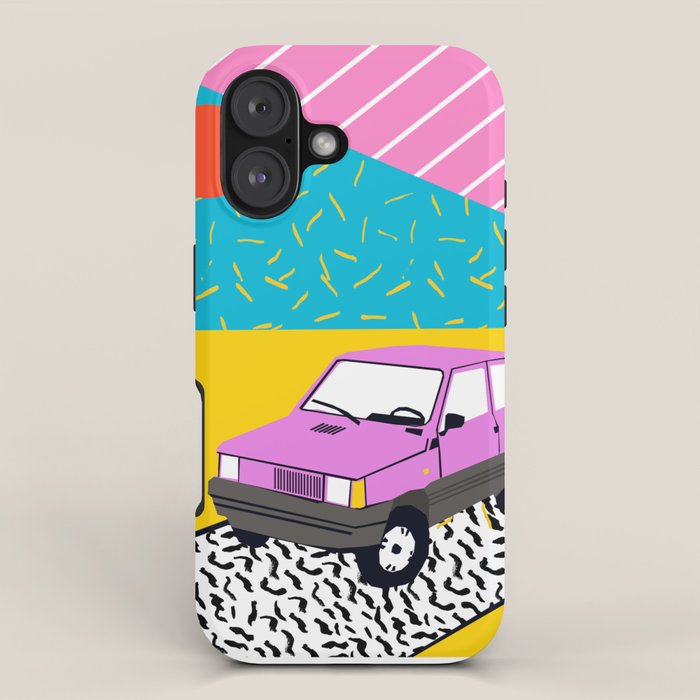 Amped - throwback 80s memphis vintage cars sunset socal california beach life iPhone Case Gallery Image 1