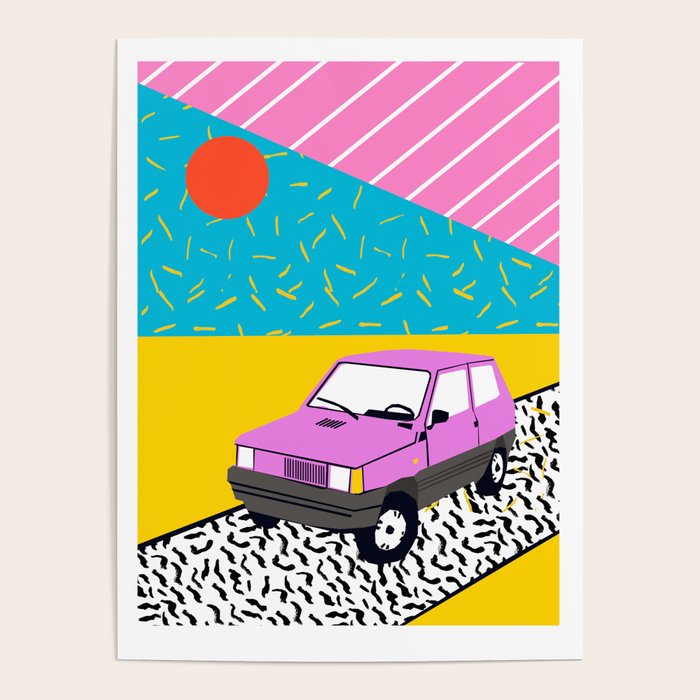 Amped - throwback 80s memphis vintage cars sunset socal california beach life Poster Gallery Image 4