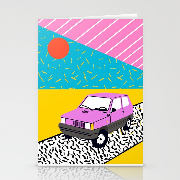 Amped - throwback 80s memphis vintage cars sunset socal california beach life Stationery Card Gallery Image 2
