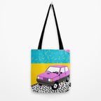 Amped - throwback 80s memphis vintage cars sunset socal california beach life Tote Bag Gallery Image 2