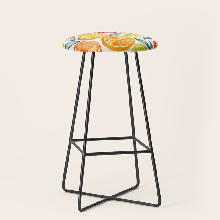 Sliced Citrus Watercolor Stool Gallery Image 1