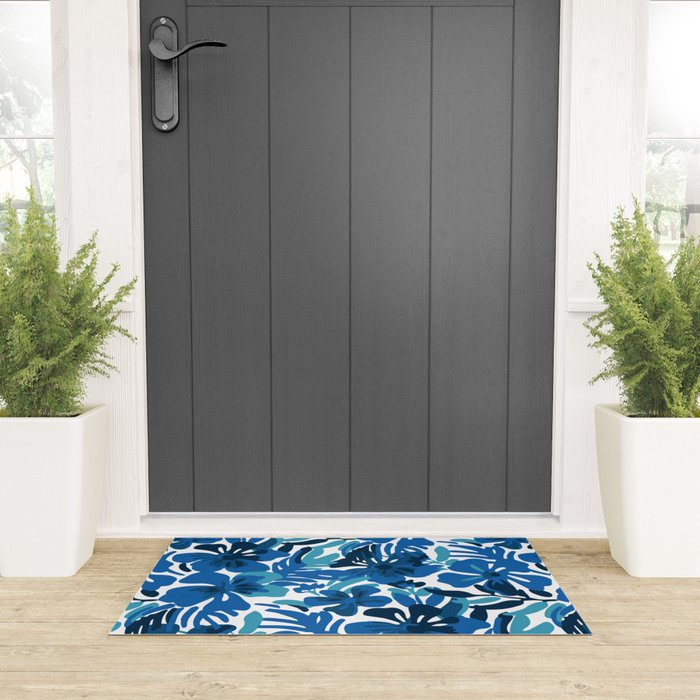 Tropical watercolor flower nature art pattern Welcome Mat Gallery Image 3